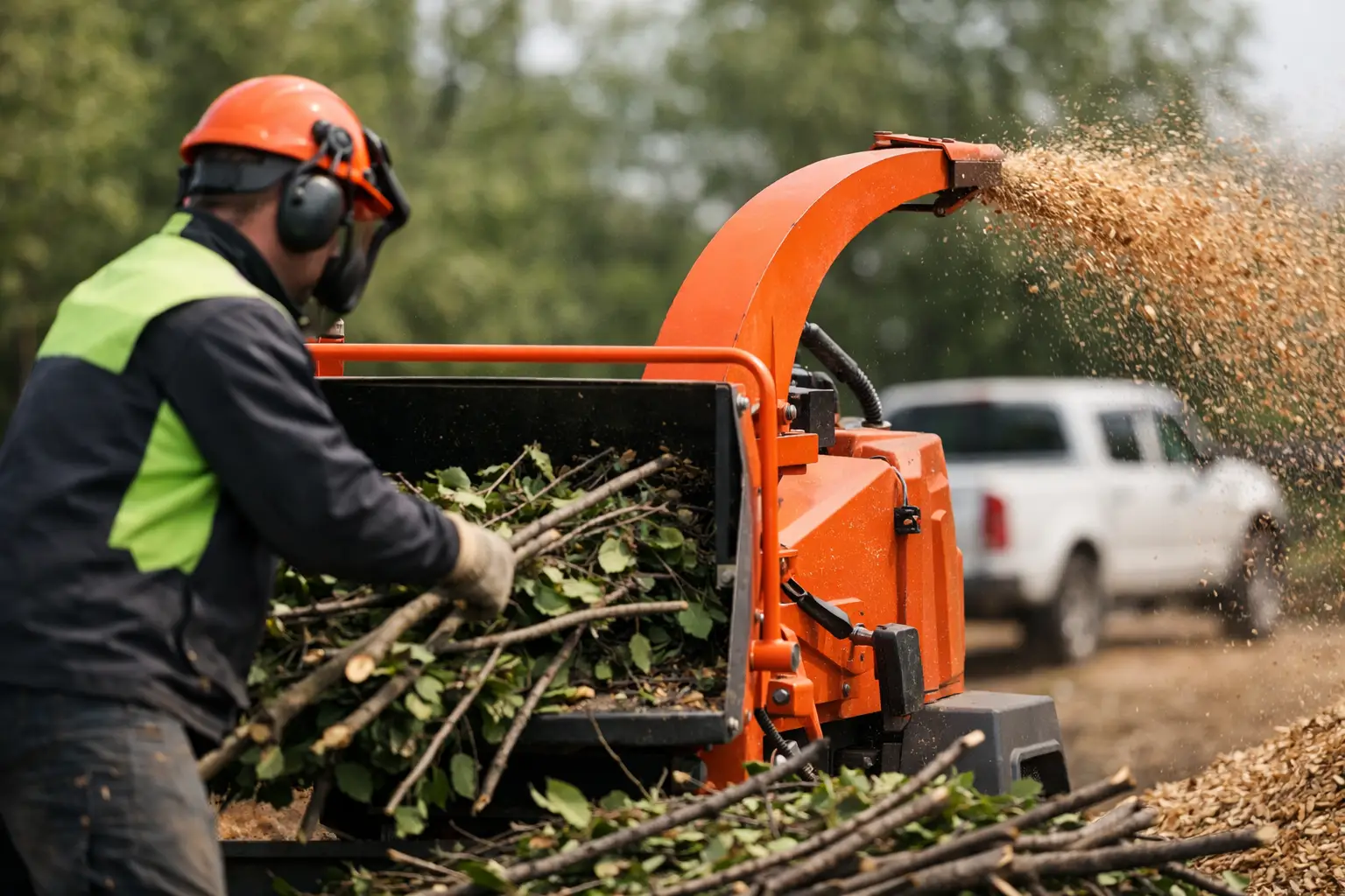 Déchiquetage de branches après une coupe